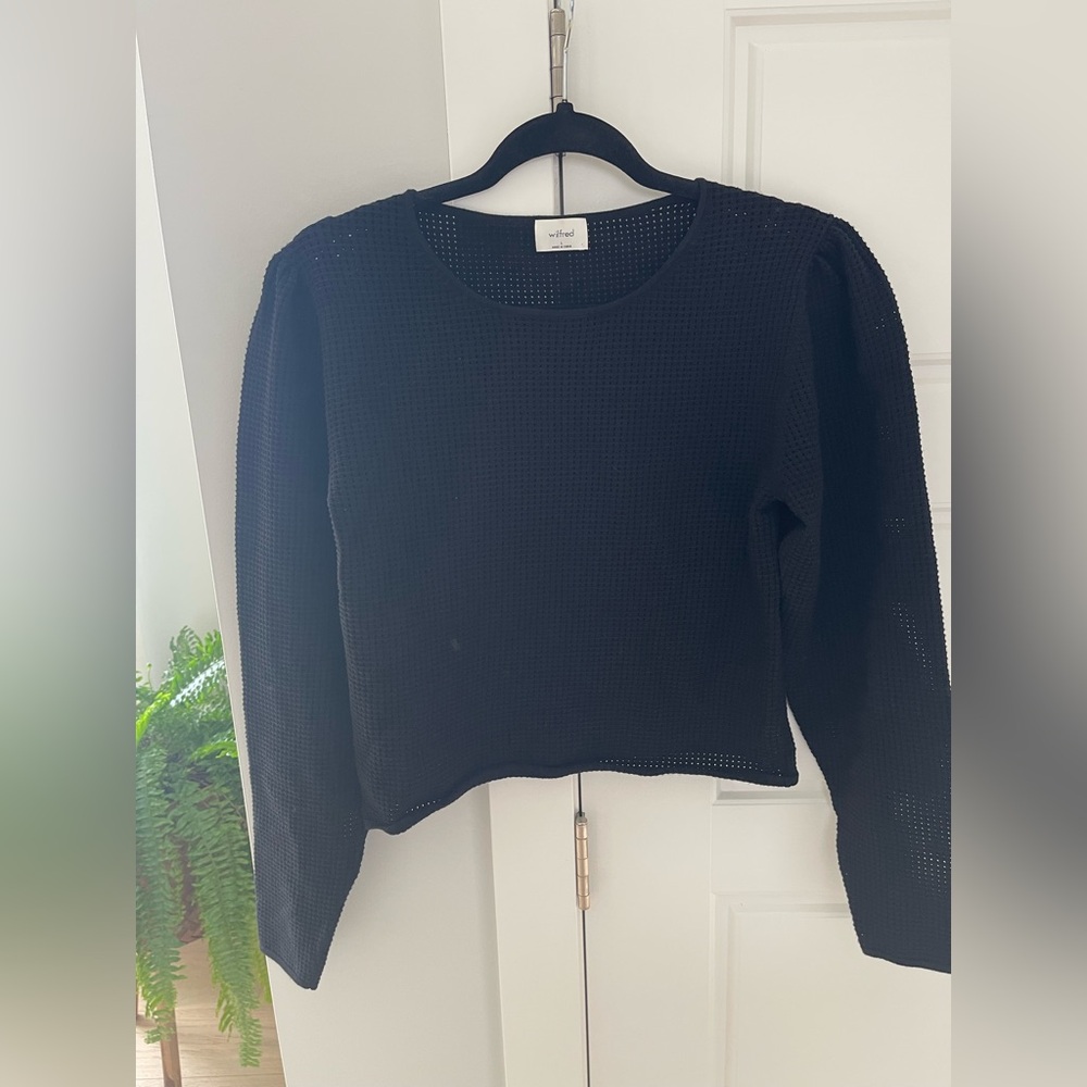 Wilfred Black Crochet Knit Sweatshirt
